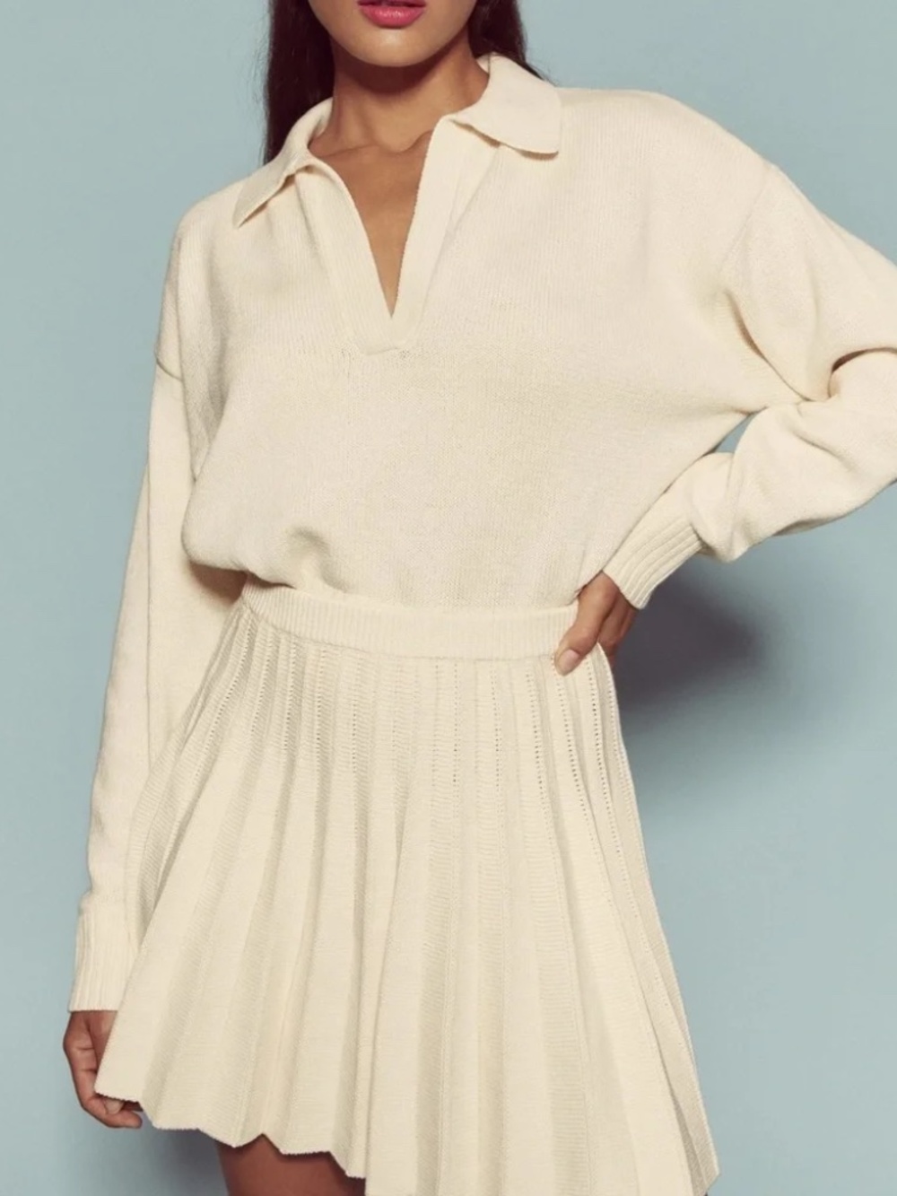 Reformation Francesco Cotton Polo Sweater
